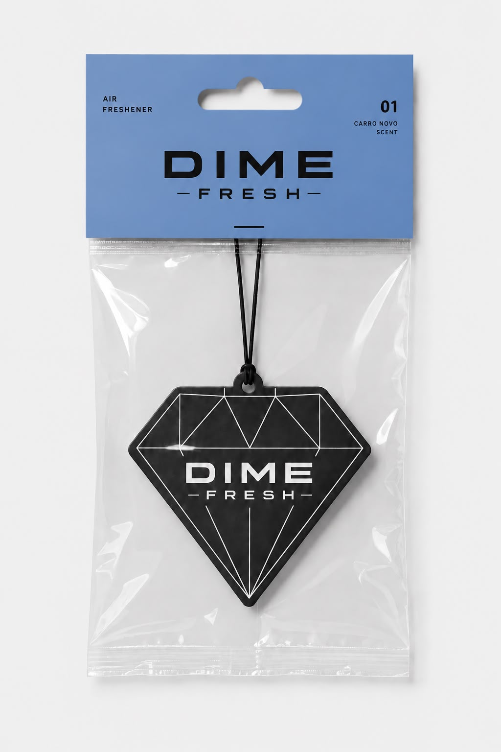Embalagem do aromatizante Dime Fresh Carro Novo